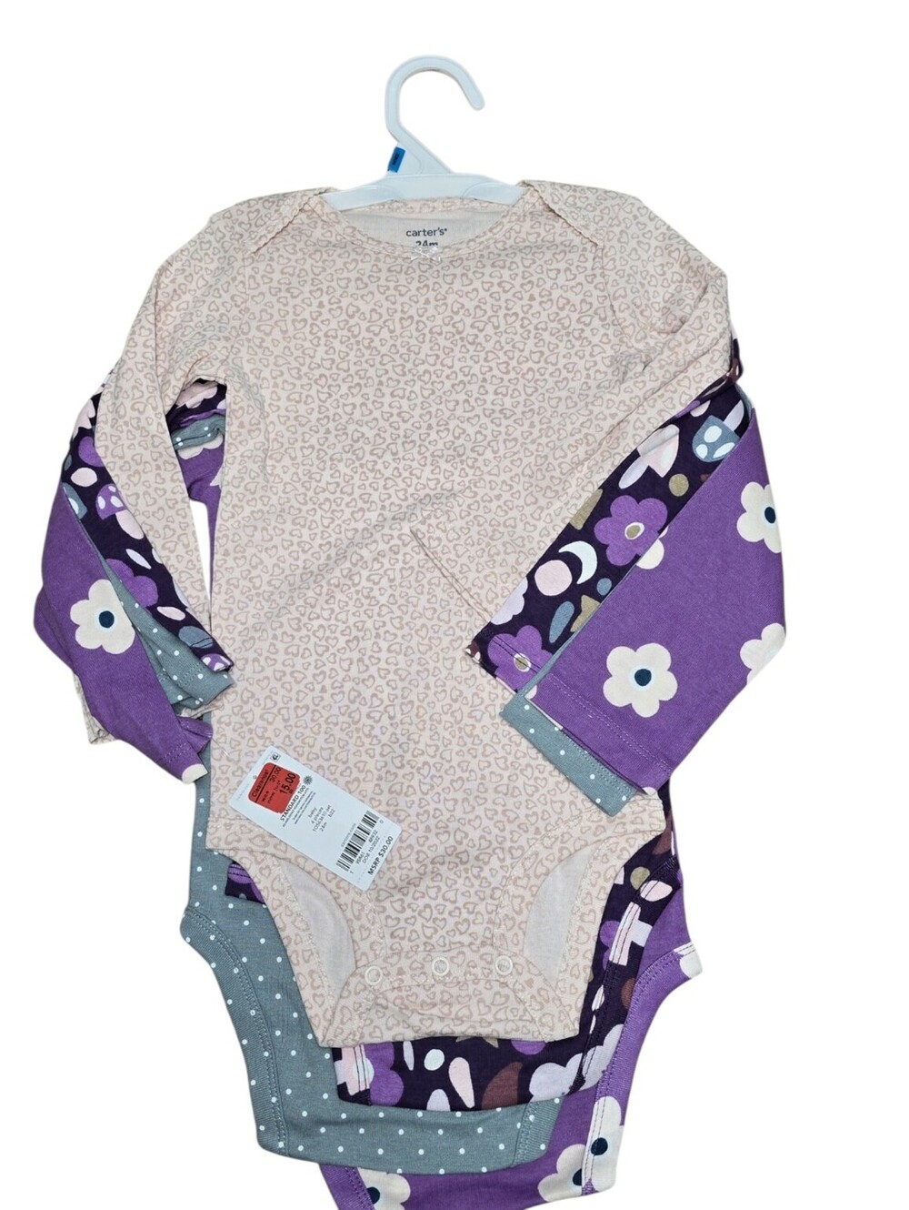 Carter's Baby Girls 4-Piece Long Sleeve Bodysuit Set 24 Months